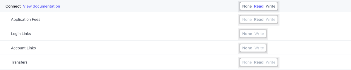 Stripe Restricted API Key Permission - Connect
